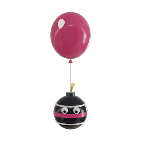 Splash Bomb: a striped bomb hanging from a balloon