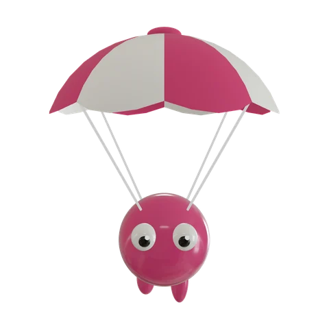 Drip Trooper: a pink paint blob under a striped parachute